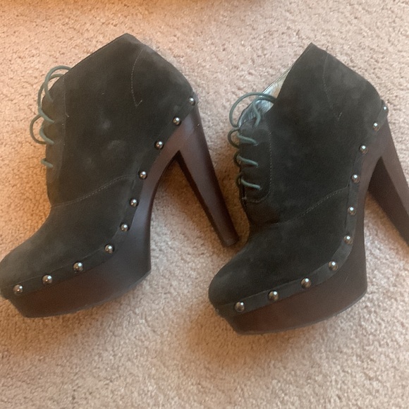 Ladies Colin Stewart lace-up clog graphite leather size 7.5. - Picture 3 of 10